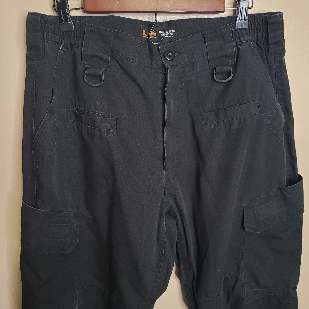 LA Police Gear Men's Elastic Basic Operator Cargo Pants Black